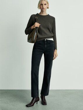 Mango Matilda medium-rise straight-fit jeans BLACK, US 8